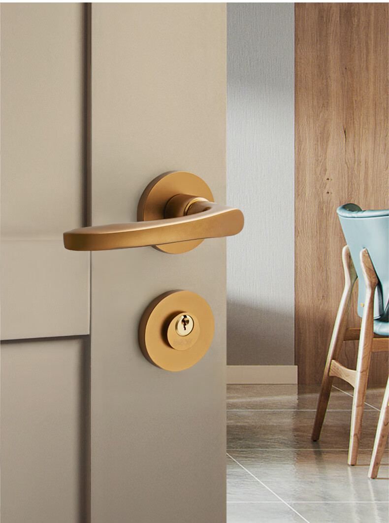 顶固门锁室内卧室房门锁厕所卫生间咖啡金色实木门把手静音家用 新