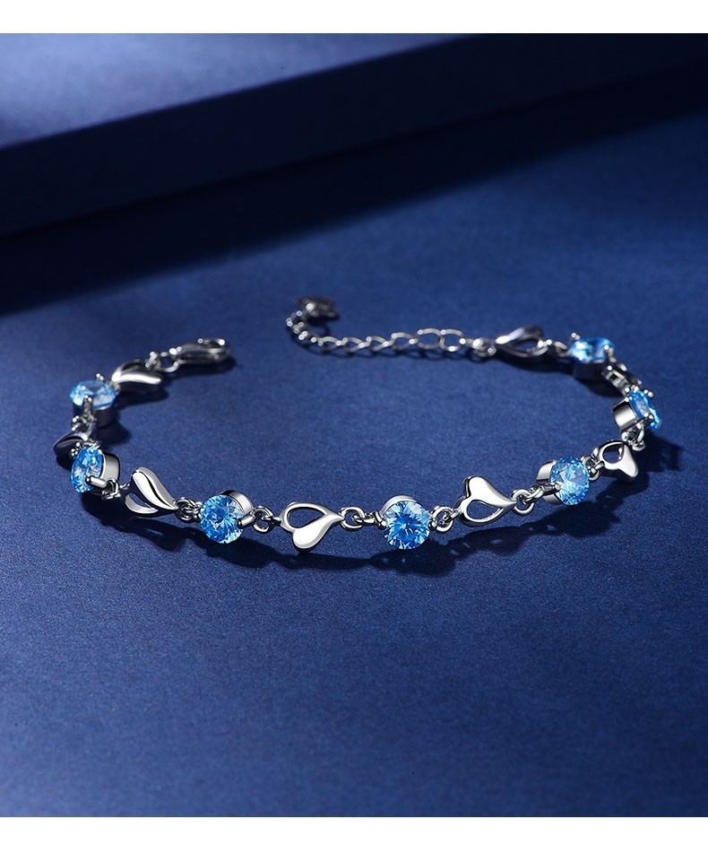 采桑子配送证书s925银海洋之心手链女士小众设计轻奢潮闺蜜首饰手环