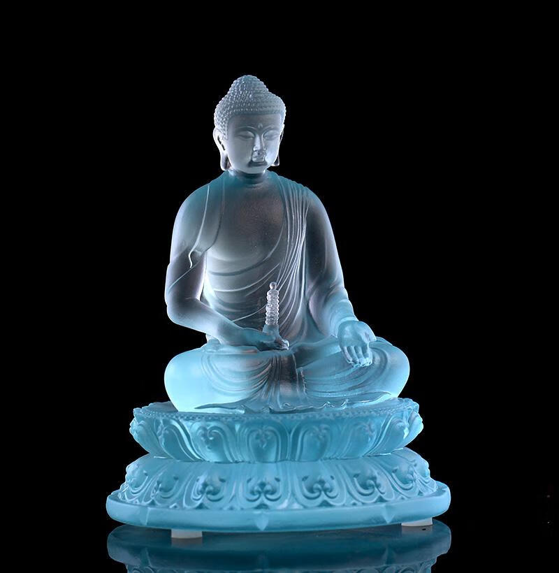 药师佛佛像琉璃药师佛托塔天蓝色佛像摆件居家客厅佛堂寺庙桌面摆放光