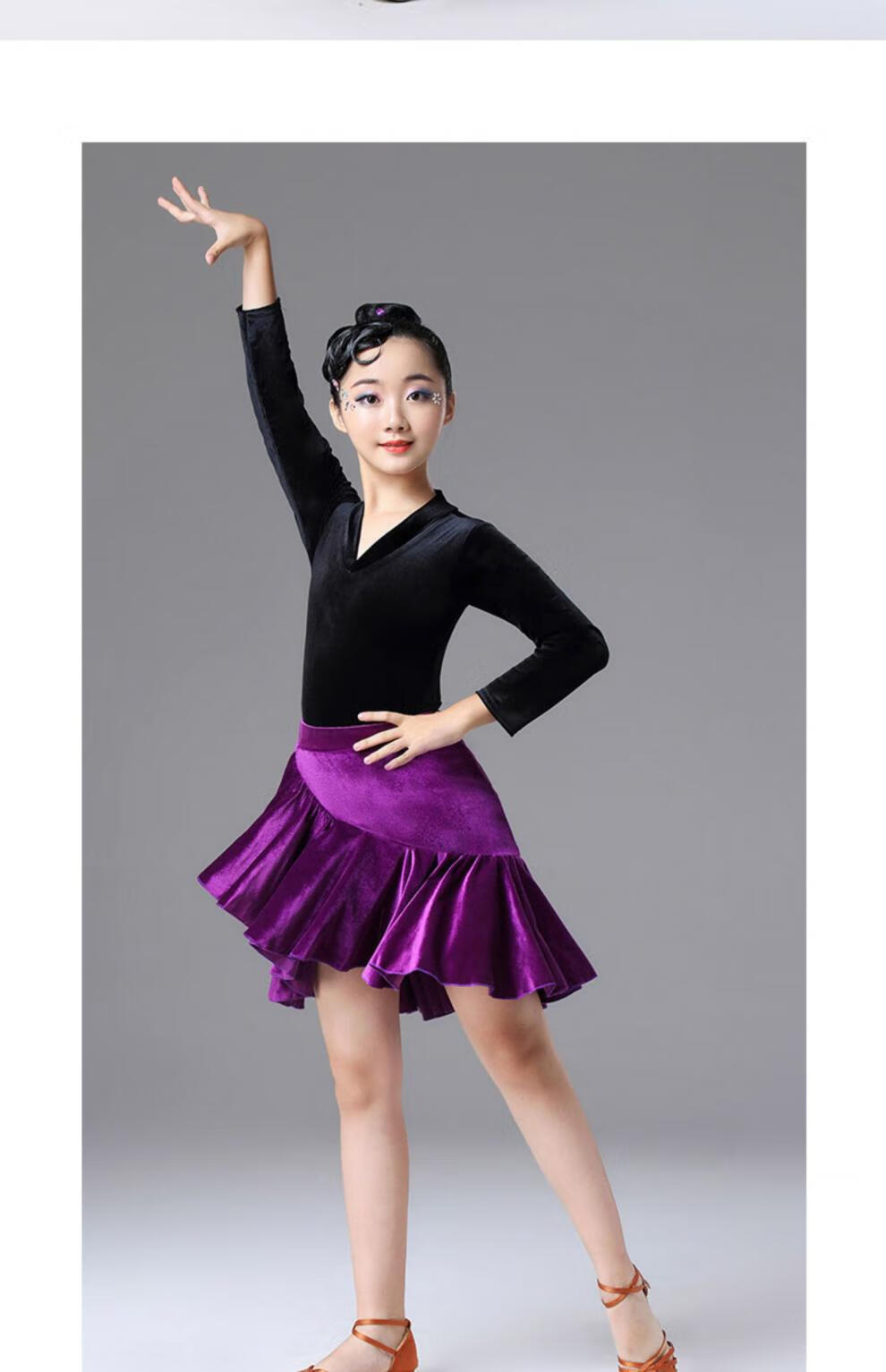 舞服装女童舞蹈衣服女孩练功服少儿比赛服演出服 黑色吊带 红色裙子