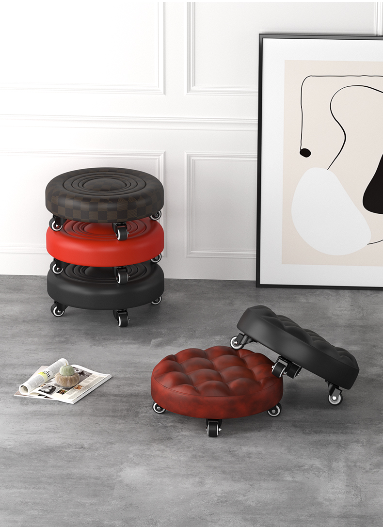 60小米(mi)生态通用带带轮子的凳子家用圆凳带轮滑轮凳子大人带娃