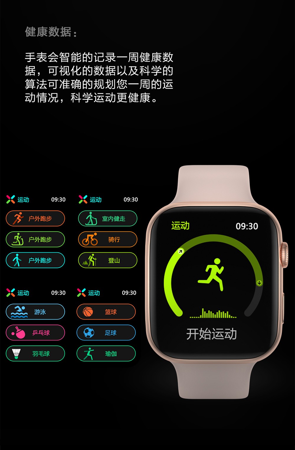苹果通用iwatch运动手表智能心率血压血氧检测多功能男女蓝牙智能s6