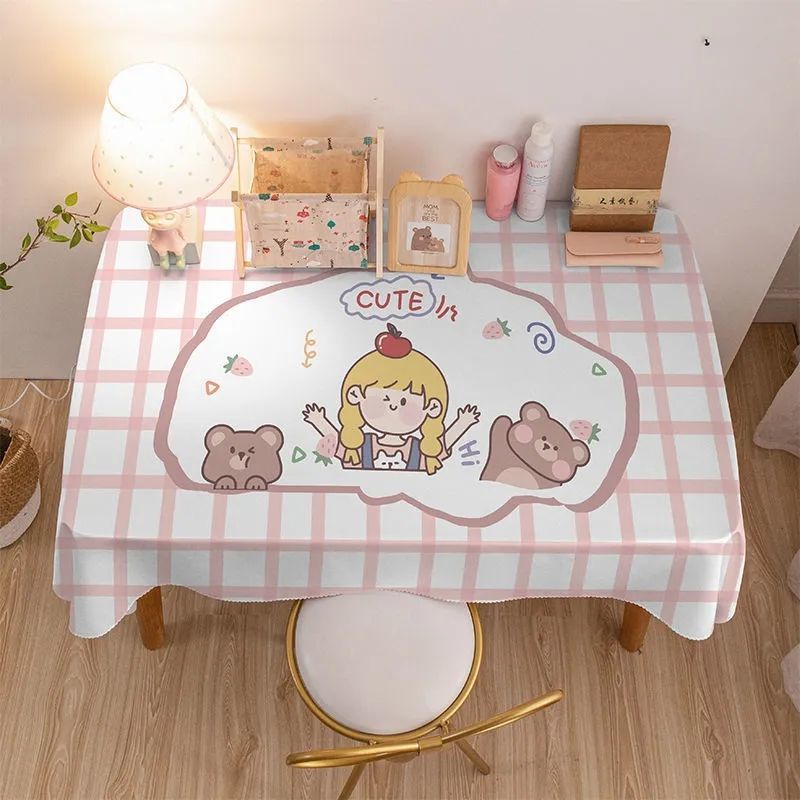 沉梦少女心系列桌布泫雅风卡通可爱桌布电脑桌化妆台布艺遮灰装饰lo