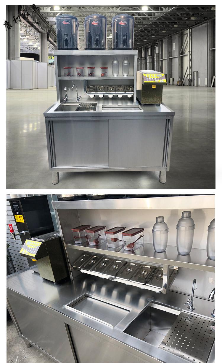 康初 水吧台商用奶茶店操作台冷藏冰柜奶茶店设备全套定做不锈钢工作