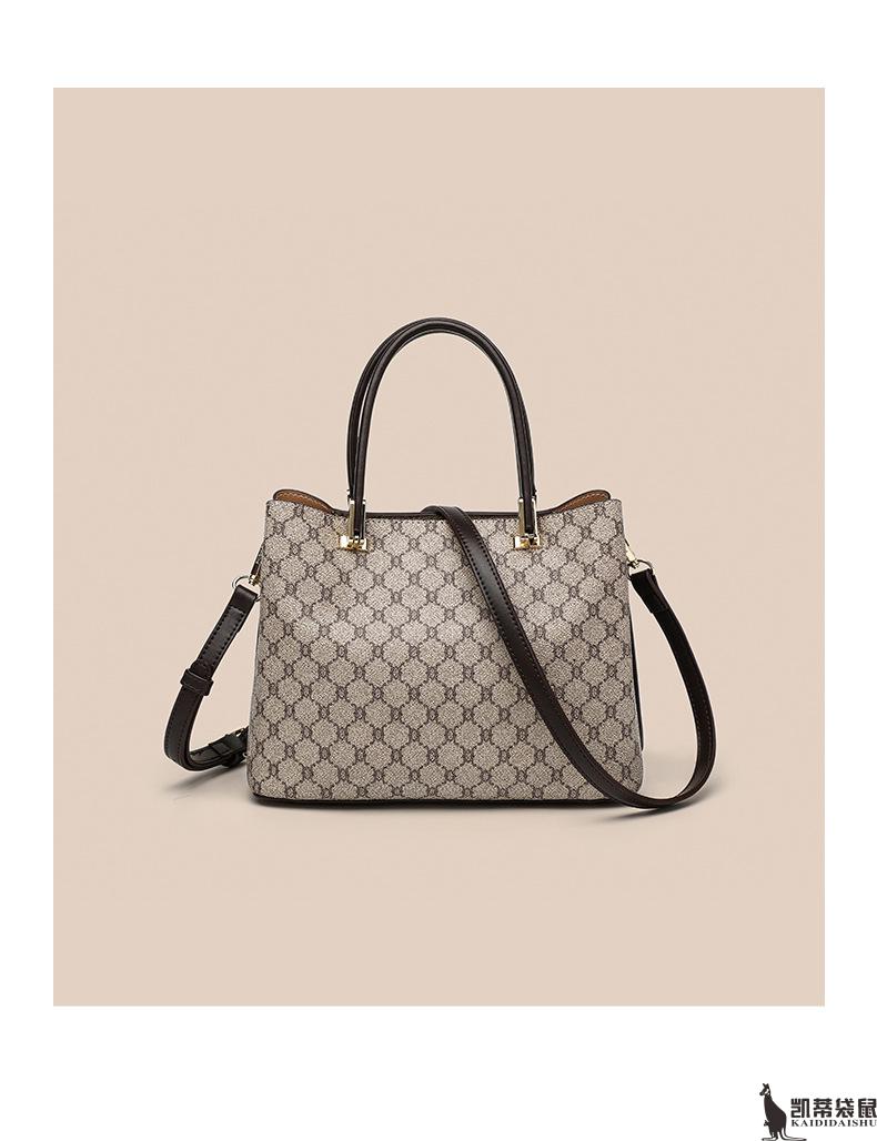 凯蒂袋鼠品牌代购真牛皮女包2022新款包包百搭复古女士妈妈手提斜挎包