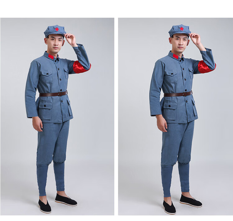 红军演出服粗布棉麻成人红军演出服衣服八路军新四军舞台舞蹈长征服装