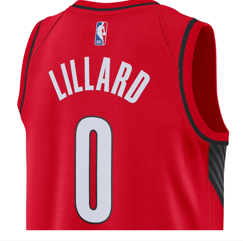 nba-nike 波特兰开拓者队 利拉德 se sw 男子球衣 cv9492 红/黑色 l