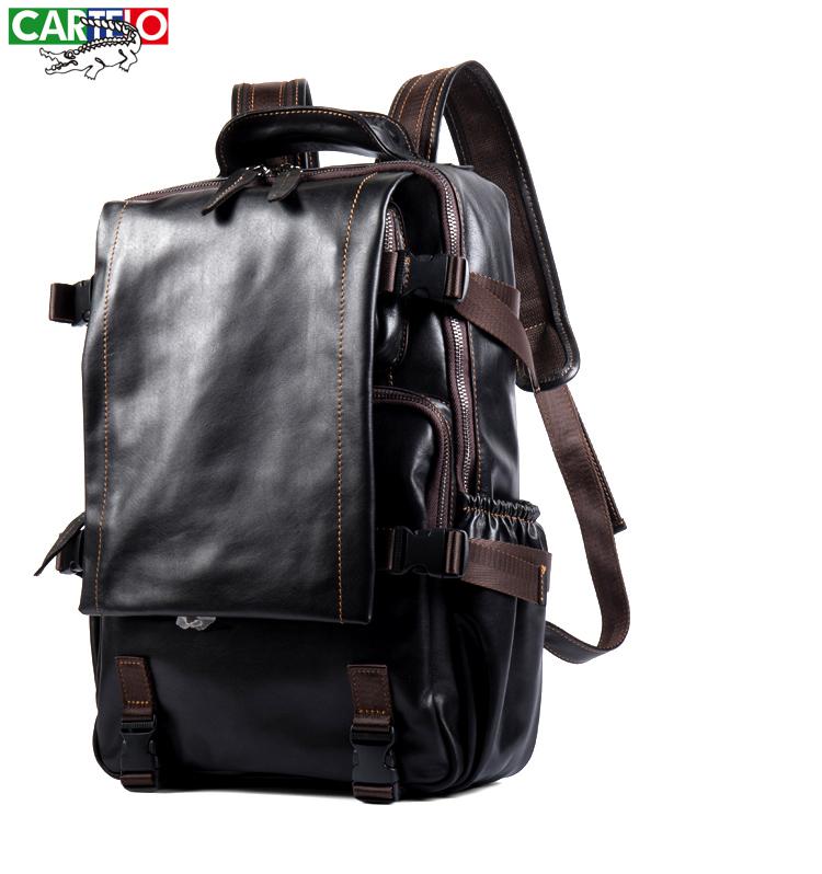 卡帝乐鳄鱼cartelo大容量旅行真皮双肩包商务休闲头层牛皮背包男电脑
