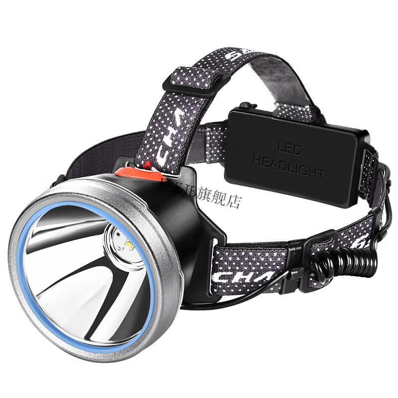 头戴式抓鱼大功率超长续航黄光野鸡黑色318强光头灯六电白可充手机