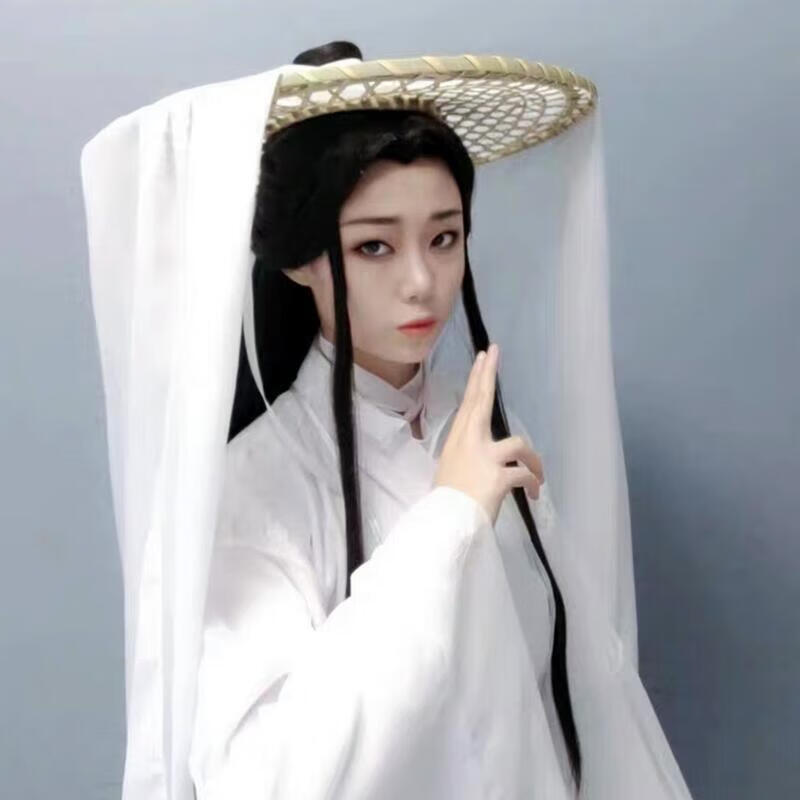 hnxc新品面纱古风新款古装汉服漂亮斗笠帽子古风女侠客遮脸防晒面纱