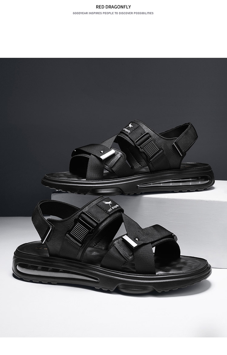 红蜻蜓男士凉鞋夏季2022新款韩版潮流个性系扣休闲鞋时尚一字凉拖外穿