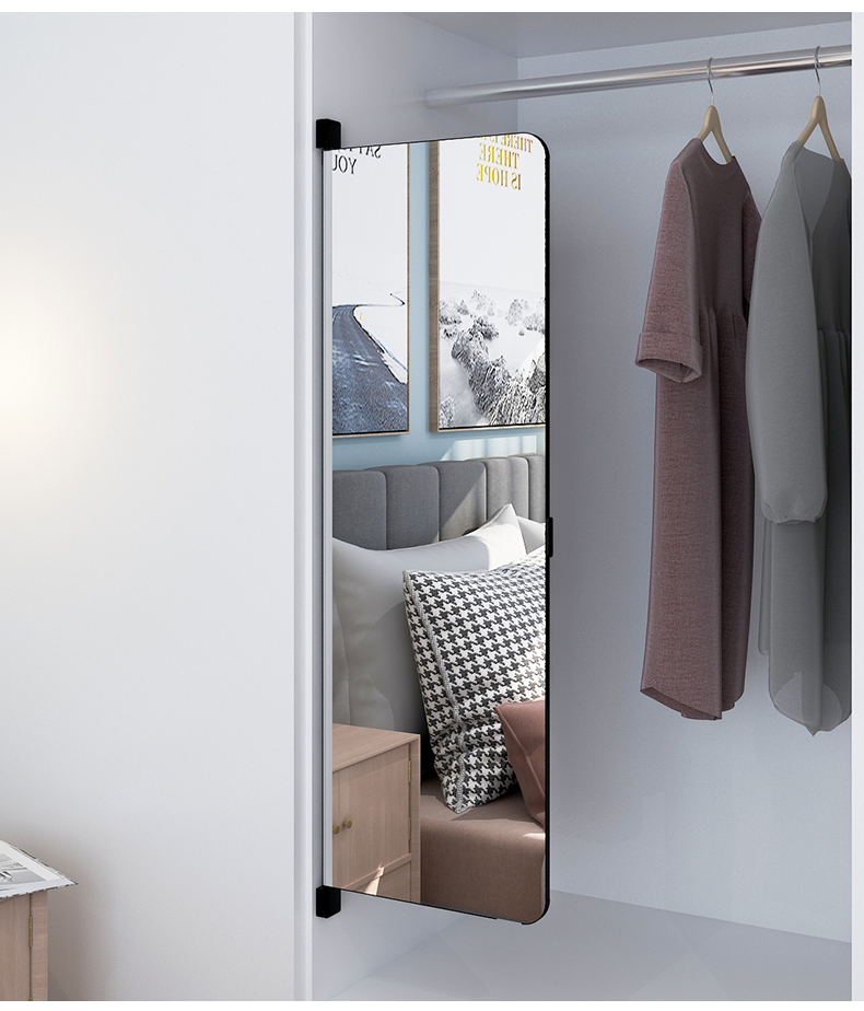 可关闭全身镜内装隐藏伸缩贴片折叠推拉小衣柜女生卧室穿衣境镜子 三