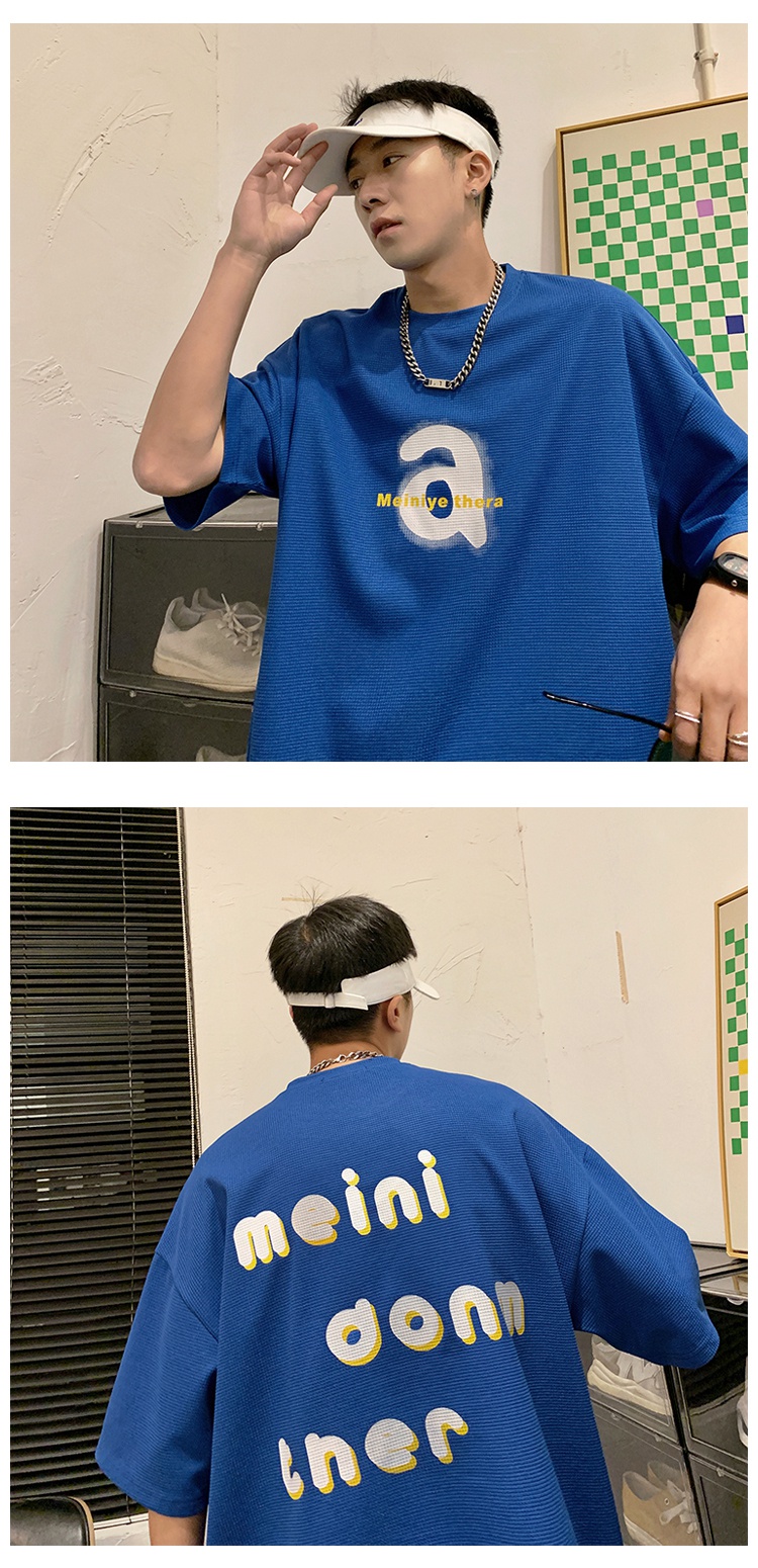 clawmoney短袖恤男夏季港风宽松字母体恤潮牌潮流百搭学院风上衣白色m