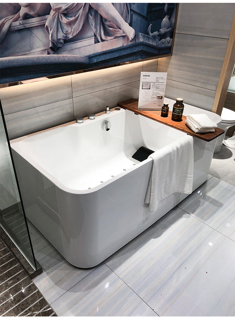 箭牌arrow卫浴按摩普通气泡按摩亚克力家用浴缸151617米空缸含下水器