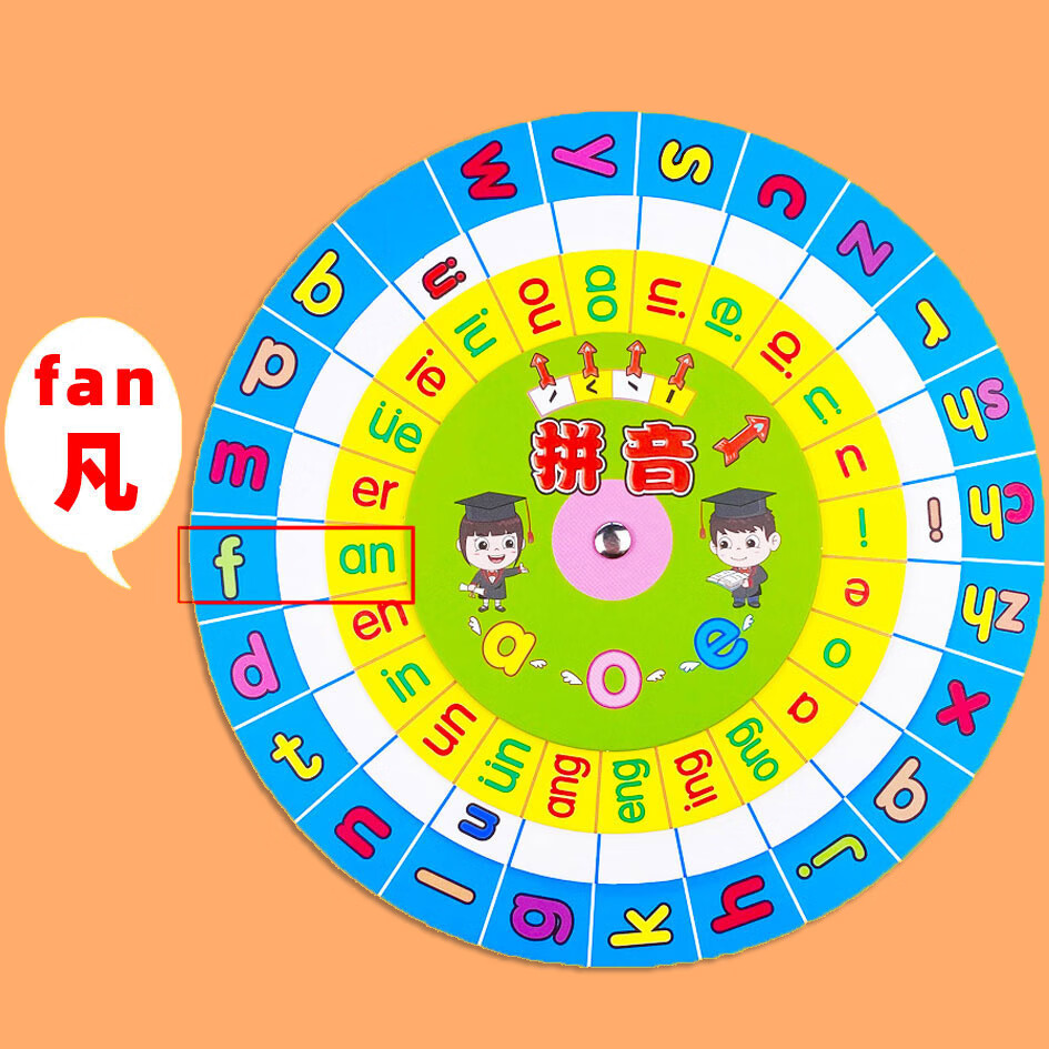 小学一年级拼音转盘学教具音标拼读训练学器卡片生声母韵母表 拼音