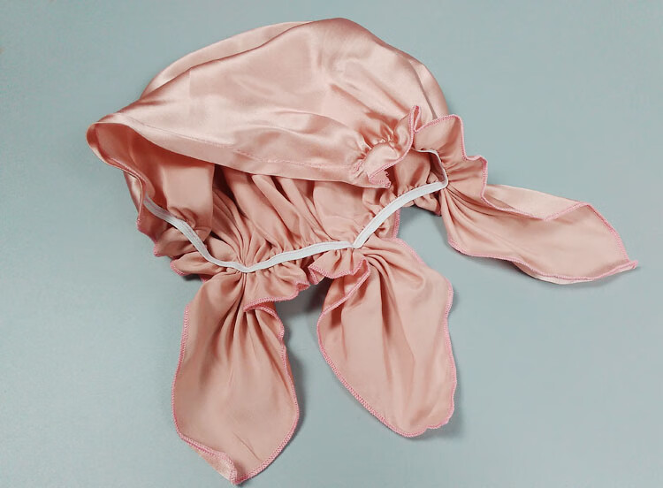 法国轻奢丝绸三角式素绉缎印花桑蚕丝月子产妇护发薄帽子舒适真丝睡帽