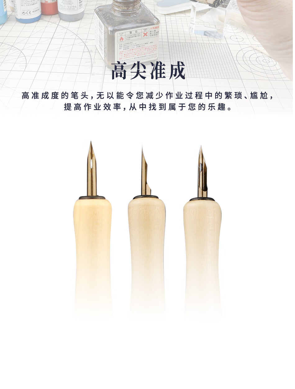 优速达ua90223免擦拭田宫高达军事模型专用渗线笔滚花防滑金属渗线