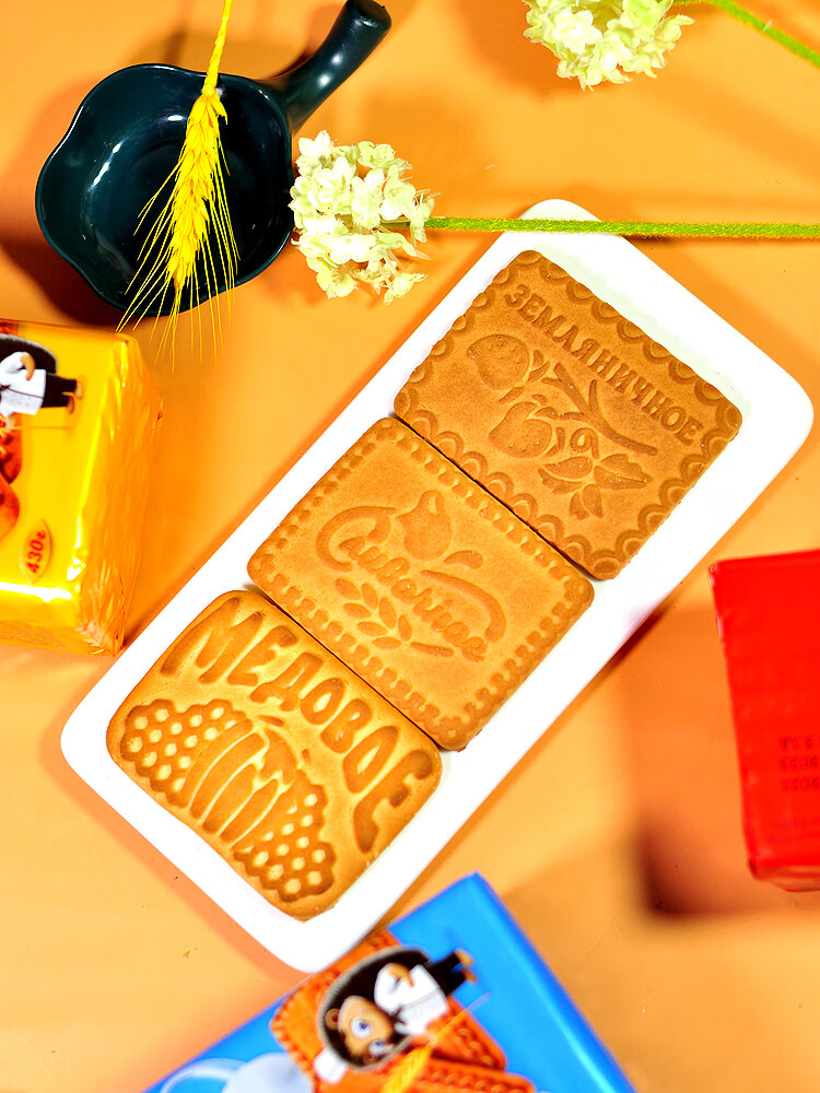 系列蜂蜜草莓奶油休闲营养饼干食品 莫洛佐夫380克3款混合3包【图片