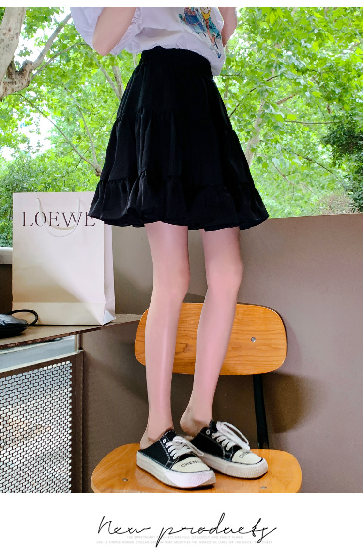 小女孩夏天穿半身裙小学生半裙半截裙雪纺短裙夏季大童小黑裙字裙夏装