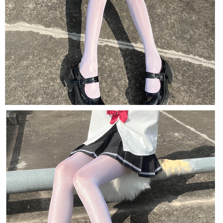 菱馨69巴黎黑色世家日系白丝油光丝袜油亮丝性感辣妹jk套装搭配少女