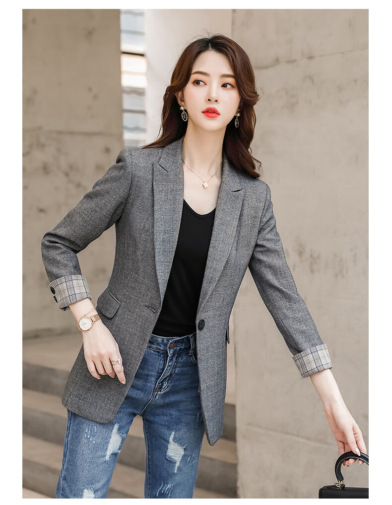 网红小西装外套女韩版2019新款秋冬加厚百搭休闲黑色西服上衣韩国