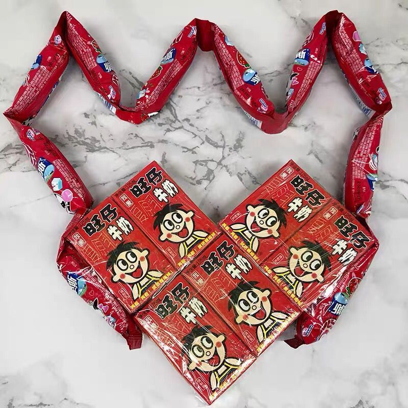 秋天的个包包旺仔牛奶挎包ad钙挎包多规格网红阿尔卑斯棒棒糖包