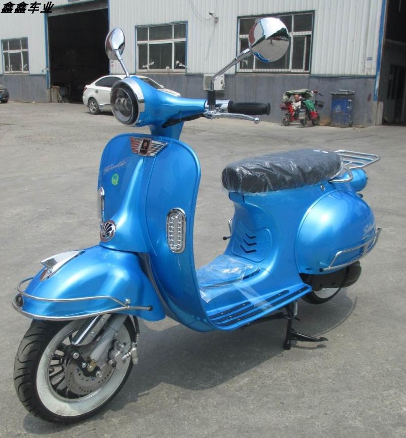 复古大黄蜂150cc摩托车罗马假日大龟王踏板摩托国四电喷能上牌 蓝色