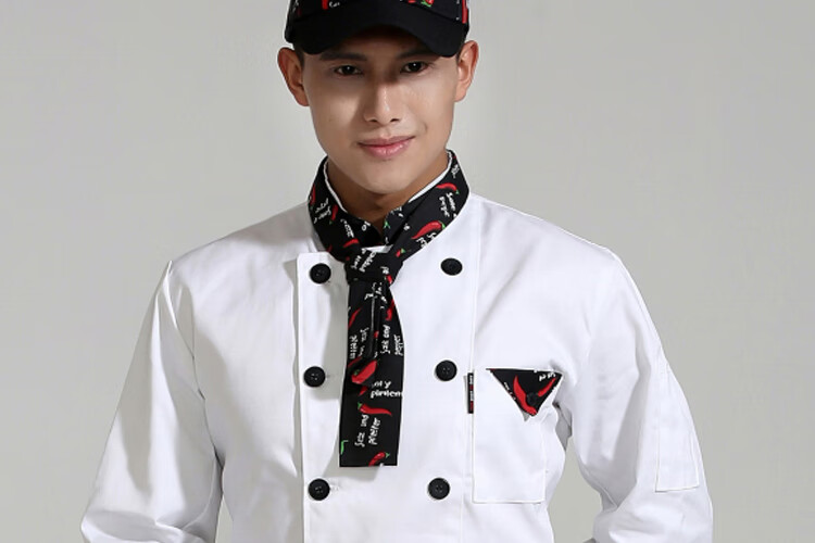 厨师汗巾领结黑红黄蓝白绿色男女厨房餐饮学生色三角巾长短领巾 黑白