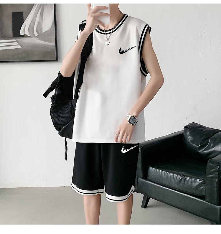 nike耐克男生背心短裤套装夏季休闲运动套装潮牌ins学生篮球服一套a