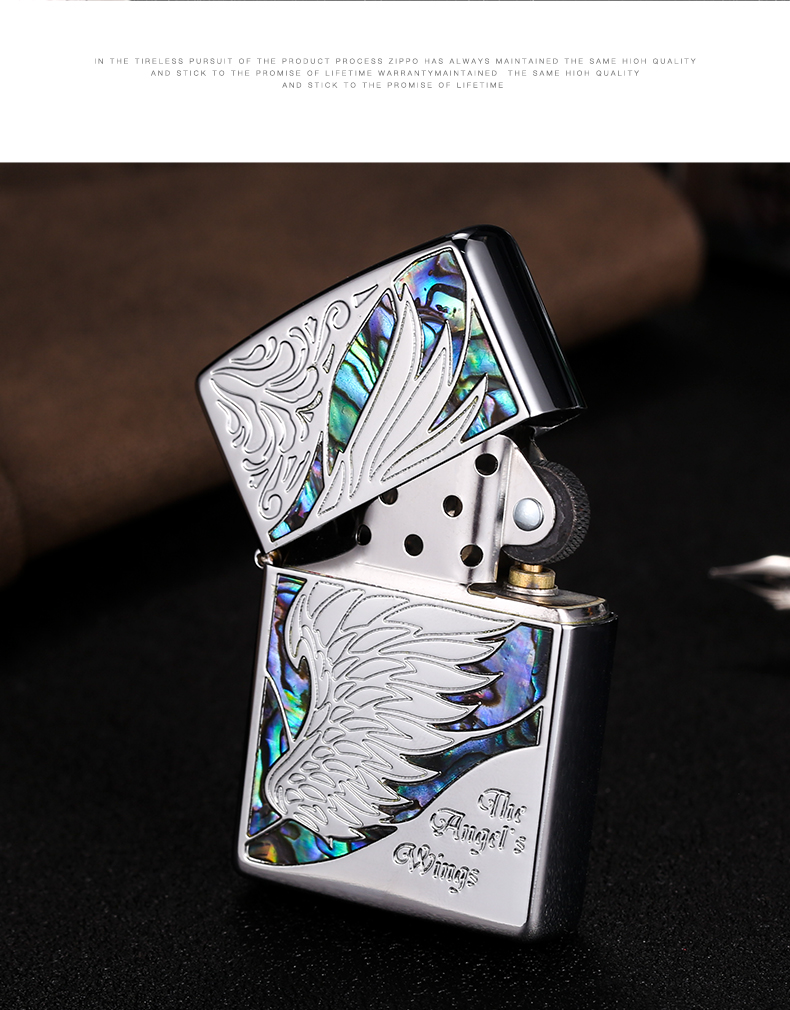 zippo芝宝美国打火机彩贝限量煤油男士火机天使之翼