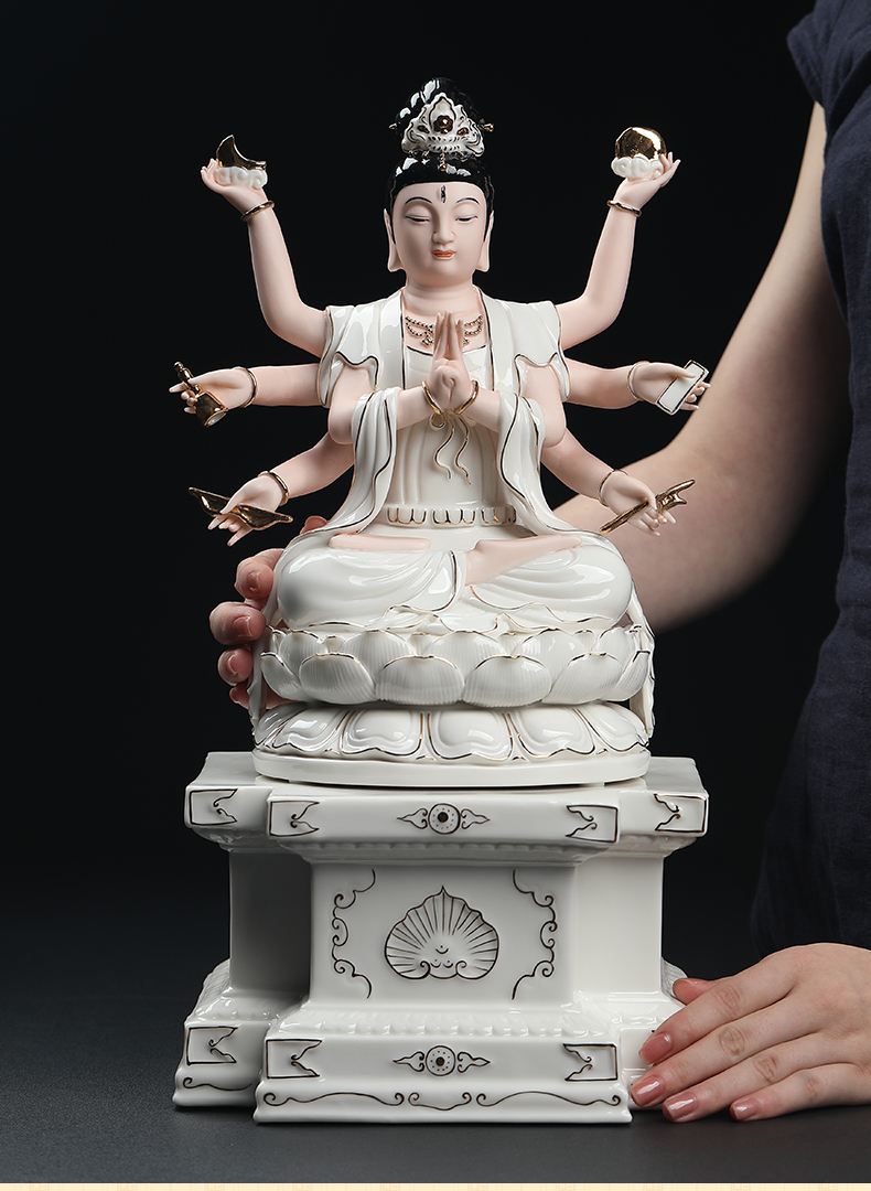 七珍陶瓷描金彩绘斗姆元君神像斗姆神像道教斗姥圆君斗母元君摆件 kd