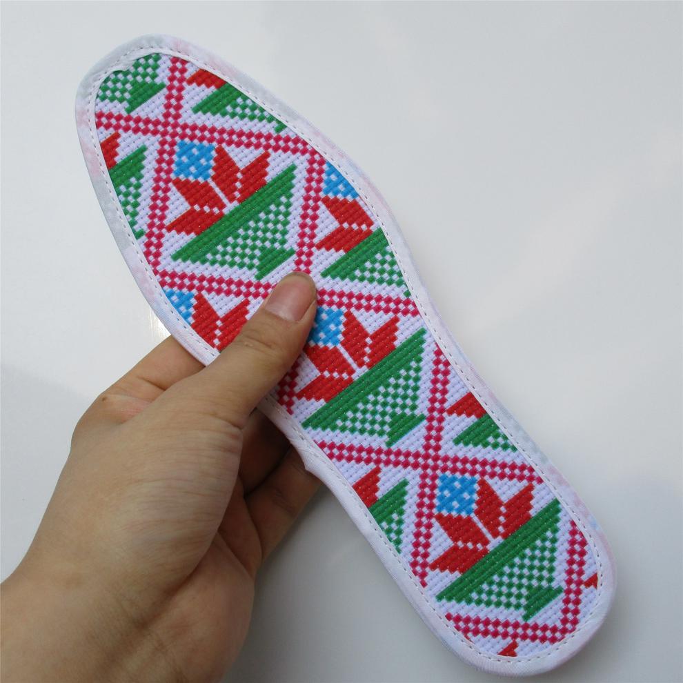 十字绣鞋垫图纸花样图案图纸手工印花布老式十字绣样子绣花布面手纳手