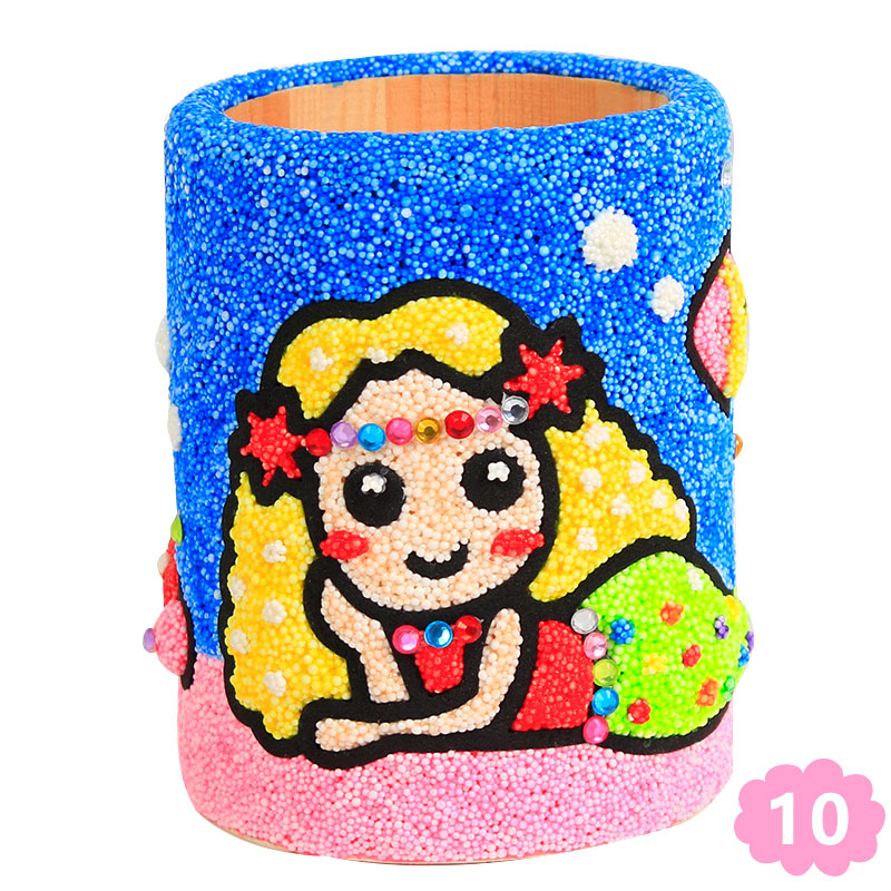 儿童手工创意雪花泥笔筒学生桌面玩具3彩泥制作材料包 11#小女孩 材料