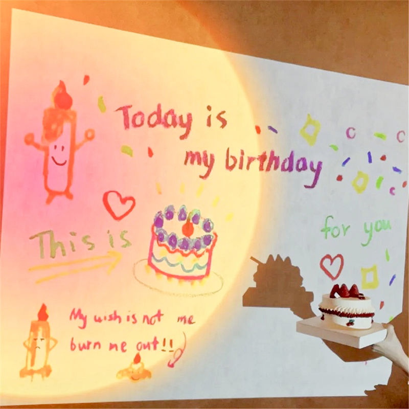 生日装饰男孩布置女孩生日快乐投影灯投影仪小型ins派对气氛拍照道具