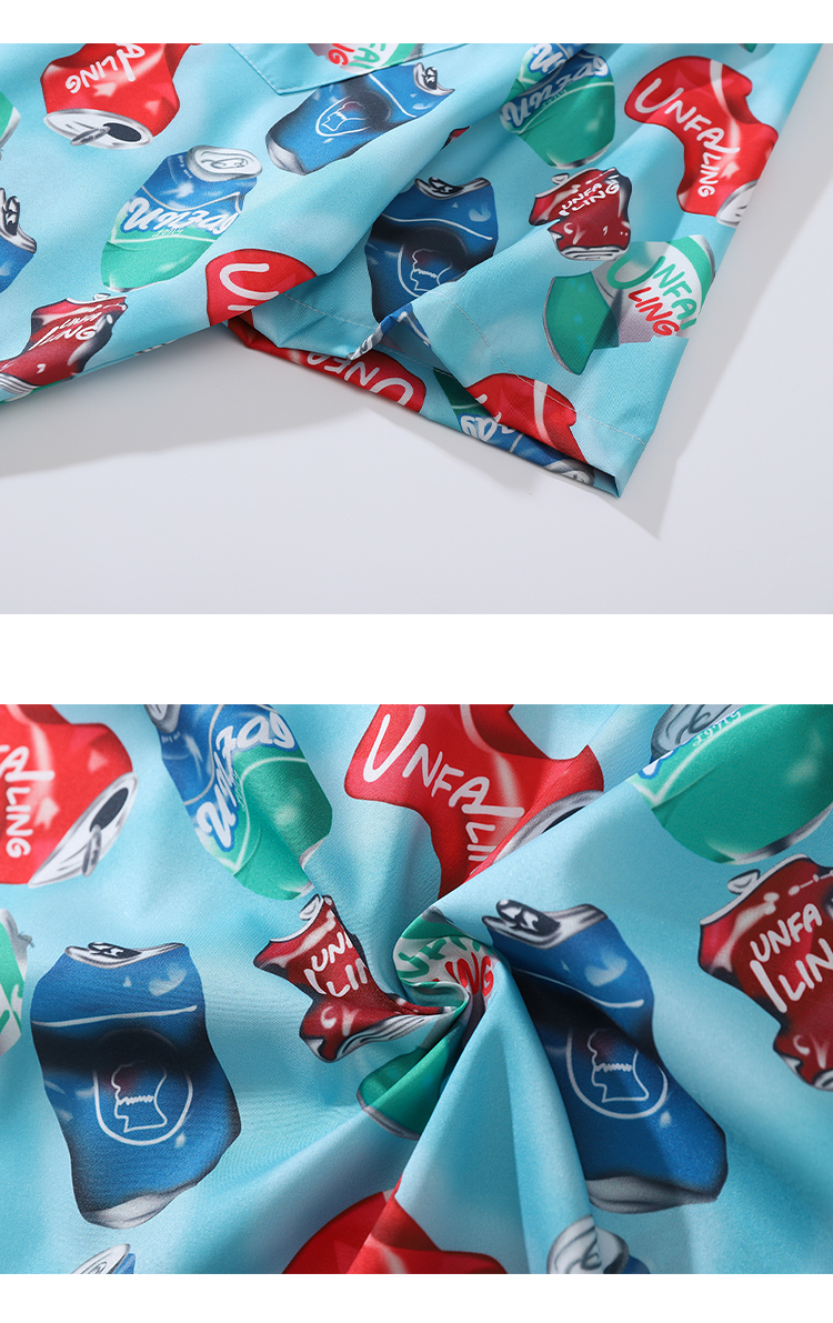 【bbter】 清爽浅蓝扭曲易拉罐国潮牌休闲百搭慵懒夏威夷风 蓝色xxl