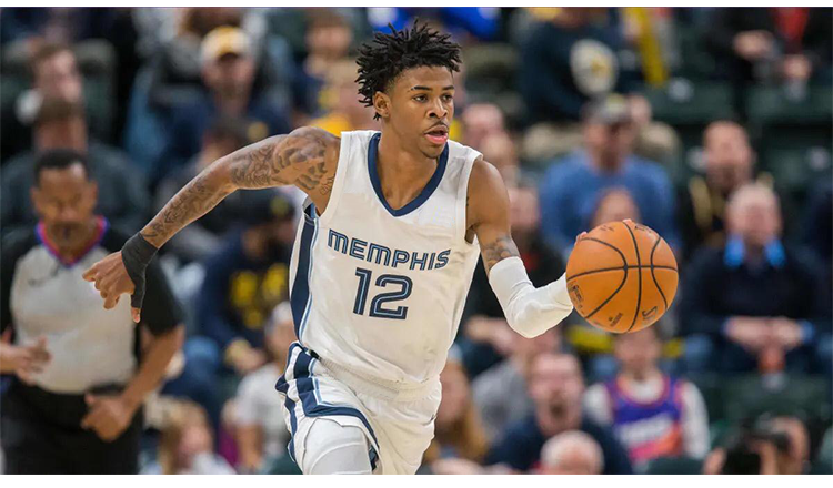 腾讯体育官方旗舰店同款灰熊队12号莫兰特球衣城市版篮球服套装男定制