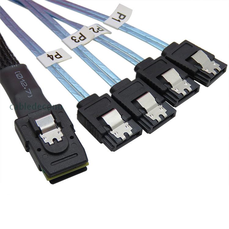 olevo服务器反向sata转mini sas8087 to 4 sata 6g硬盘数据传输连接线