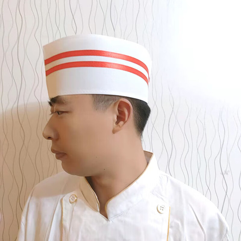 clarekalen厨师帽子男女平顶帽厨房船帽酒店饭堂餐饮工作帽透气防油