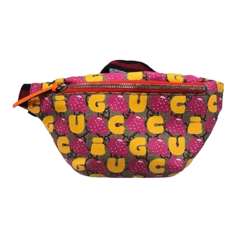 gucci古驰女包儿童包拉链印花腰包 urian 4352草莓印花预售【图片