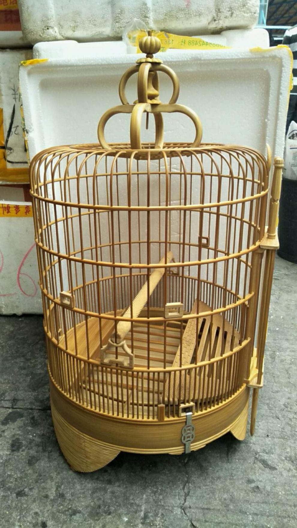 珠观玉赏 三拉对节鸟笼老竹黄杨木门画眉笼清远笼鸟笼子竹笼子广笼 36