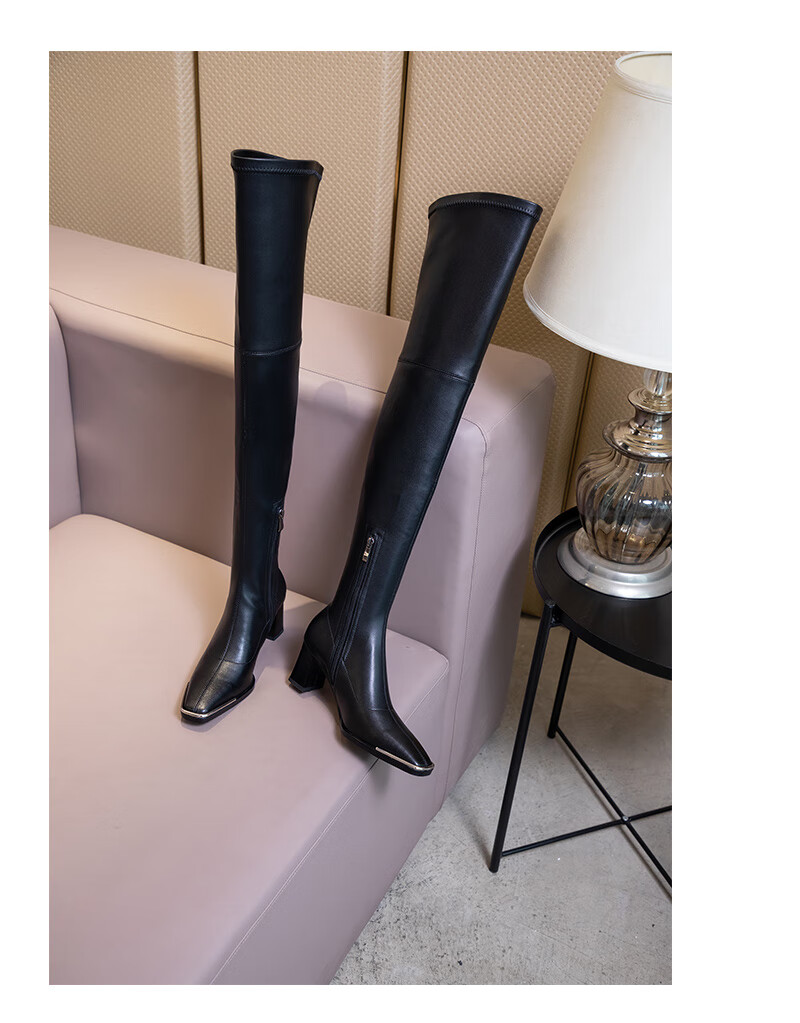 过膝超长高筒靴女士定制长筒靴过膝过膝超长靴女加宽筒欧美漆皮长靴女