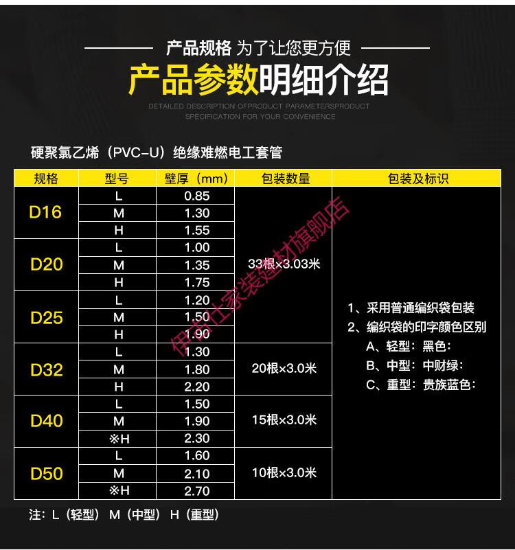 适用中财pvc电线管 绝缘阻燃电工套管 电缆预埋穿线管16 20 25 32 40