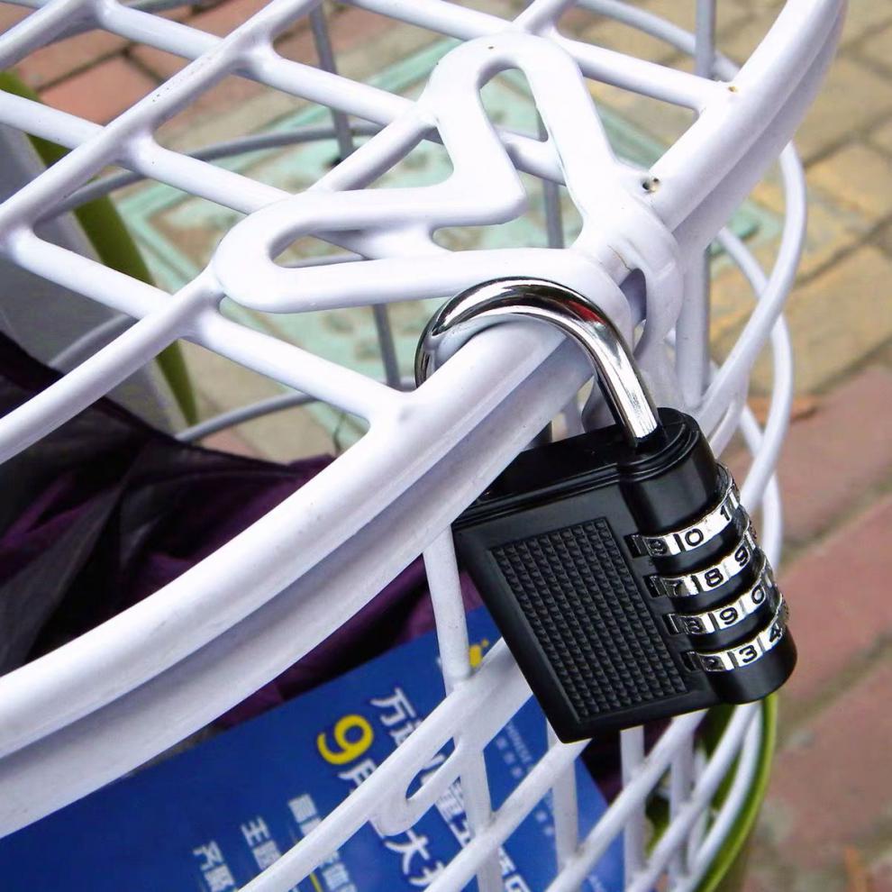 金属密码锁数字密码防盗3/4位可改密码盒子储物盒小型迷你锁挂锁 蓝色