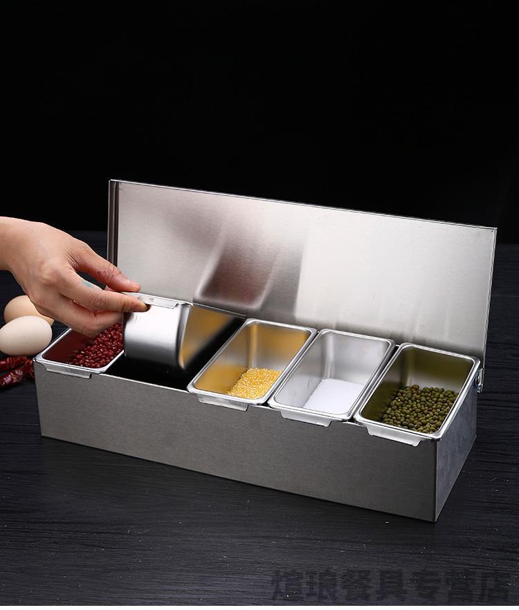 花椒大料收纳盒 香料收纳盒格子不锈钢调料盒调味盒带盖家用厨房收纳