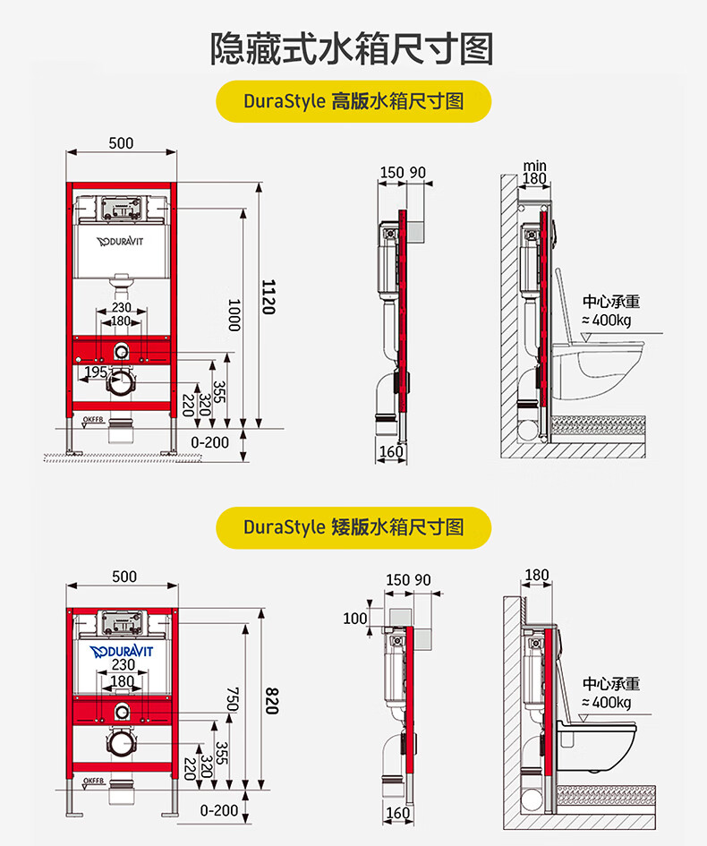 杜拉维特旗舰店壁挂式马桶隐藏式水箱入墙式小户型墙排马桶253709 c4