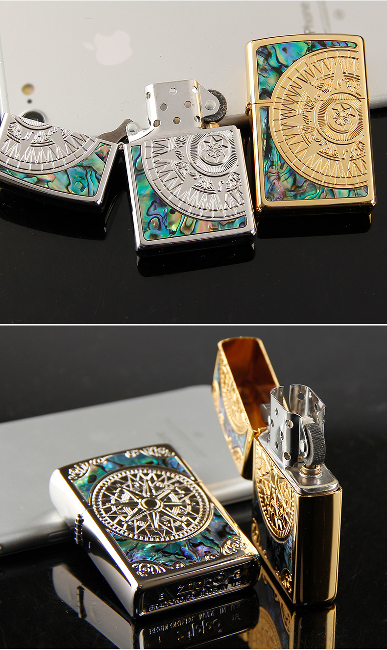 zippo打火机正版贝壳爱情海罗盘天使煤油防风男士zppo限量收藏级集采