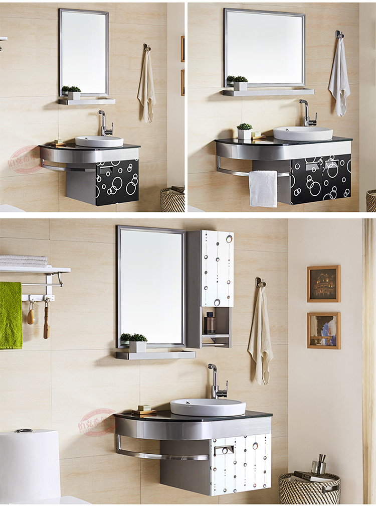 304不锈钢洗脸盆柜浴室柜组合卫生间洗手台卫浴吊柜小户型洗漱台 d6-1