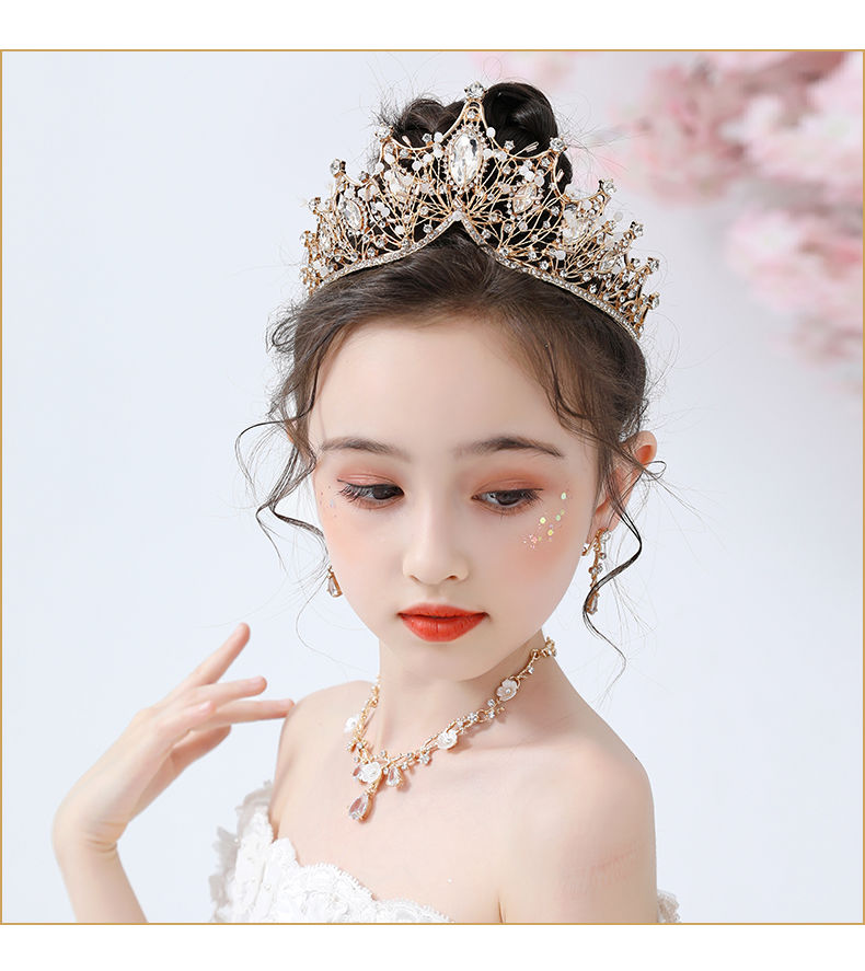 迪士尼disney官方品牌皇冠头饰公主儿童发饰小孩王冠水晶发箍生日金色