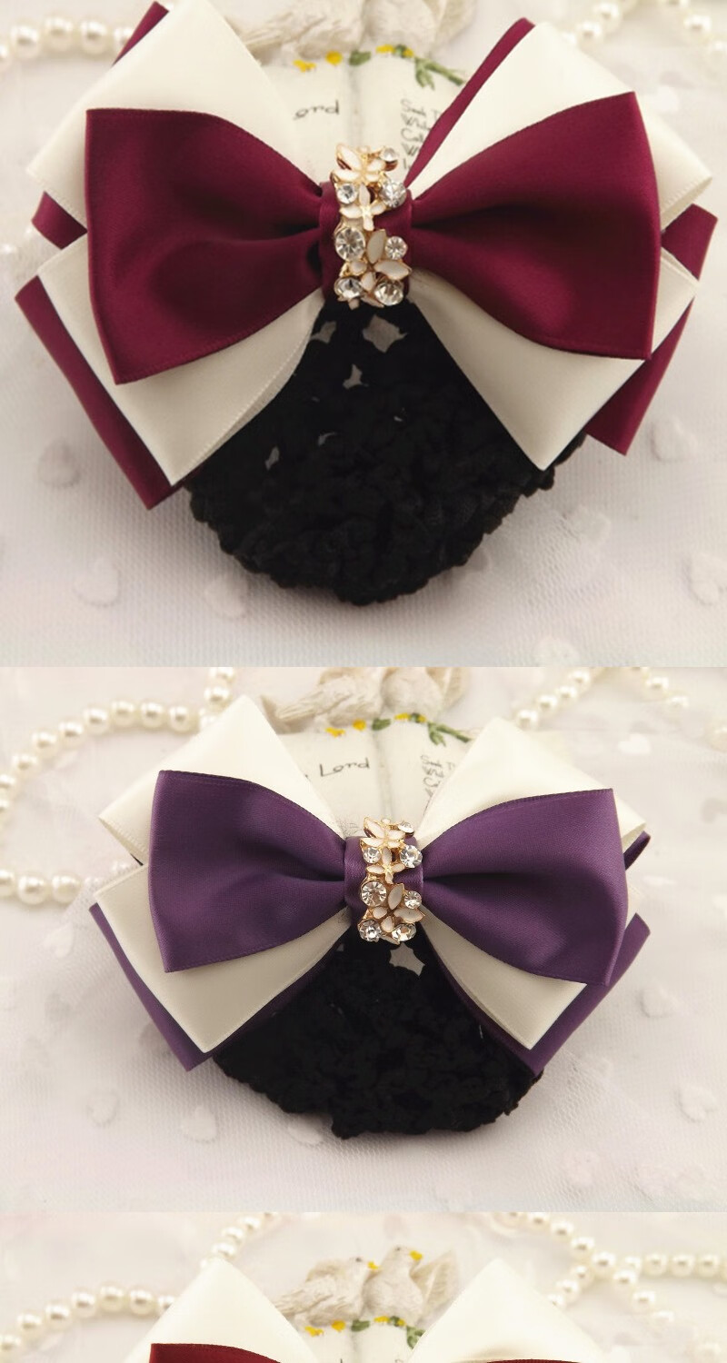 miqiao空姐工作头花职业发网酒店服务员网兜护士银行头花蝴蝶结发饰