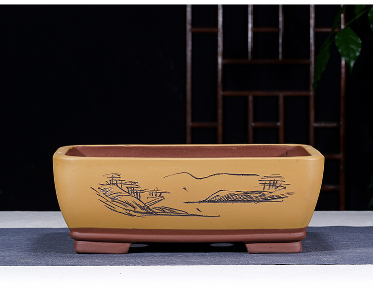 梅花菖蒲盆景盆促销 蓝色马槽大号黑托(小杨) 如图所示 紫砂【图片